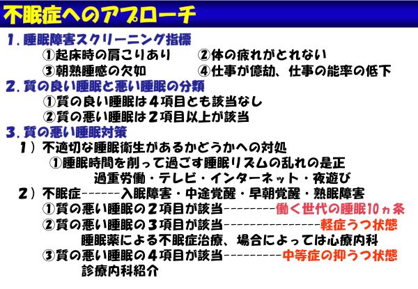 資料：不眠症へのアプローチ